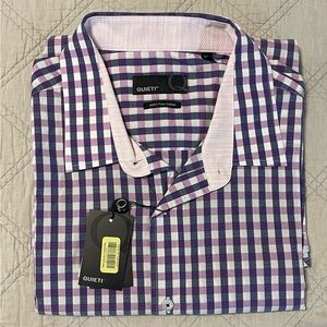 Long Sleeve Button Down. Quieti: Purple, Pink &
White, XL.